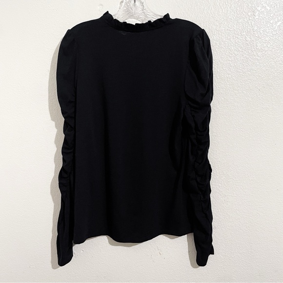 NWT‎ Anthropologie Maeve Ruched Long-Sleeve Top in Black - Picture 3 of 7